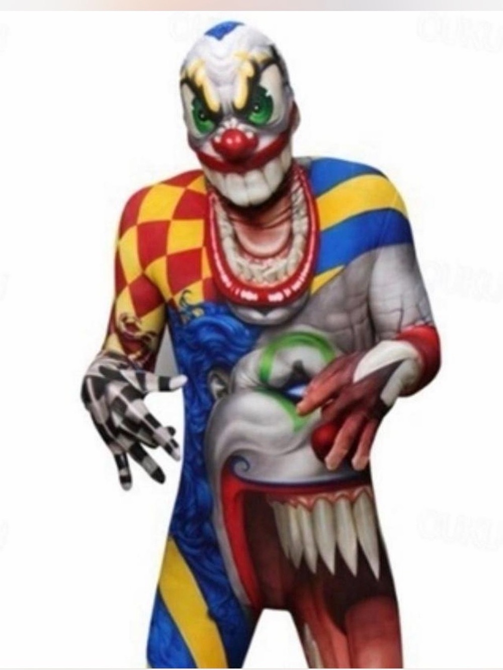 Scary Clown Morph Costume Bodysuit - Multicolor